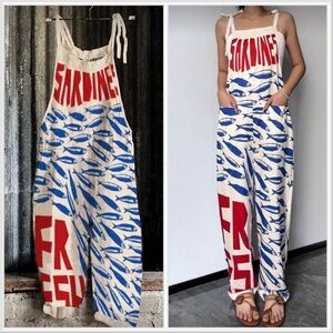 White and Blue Sardine Print